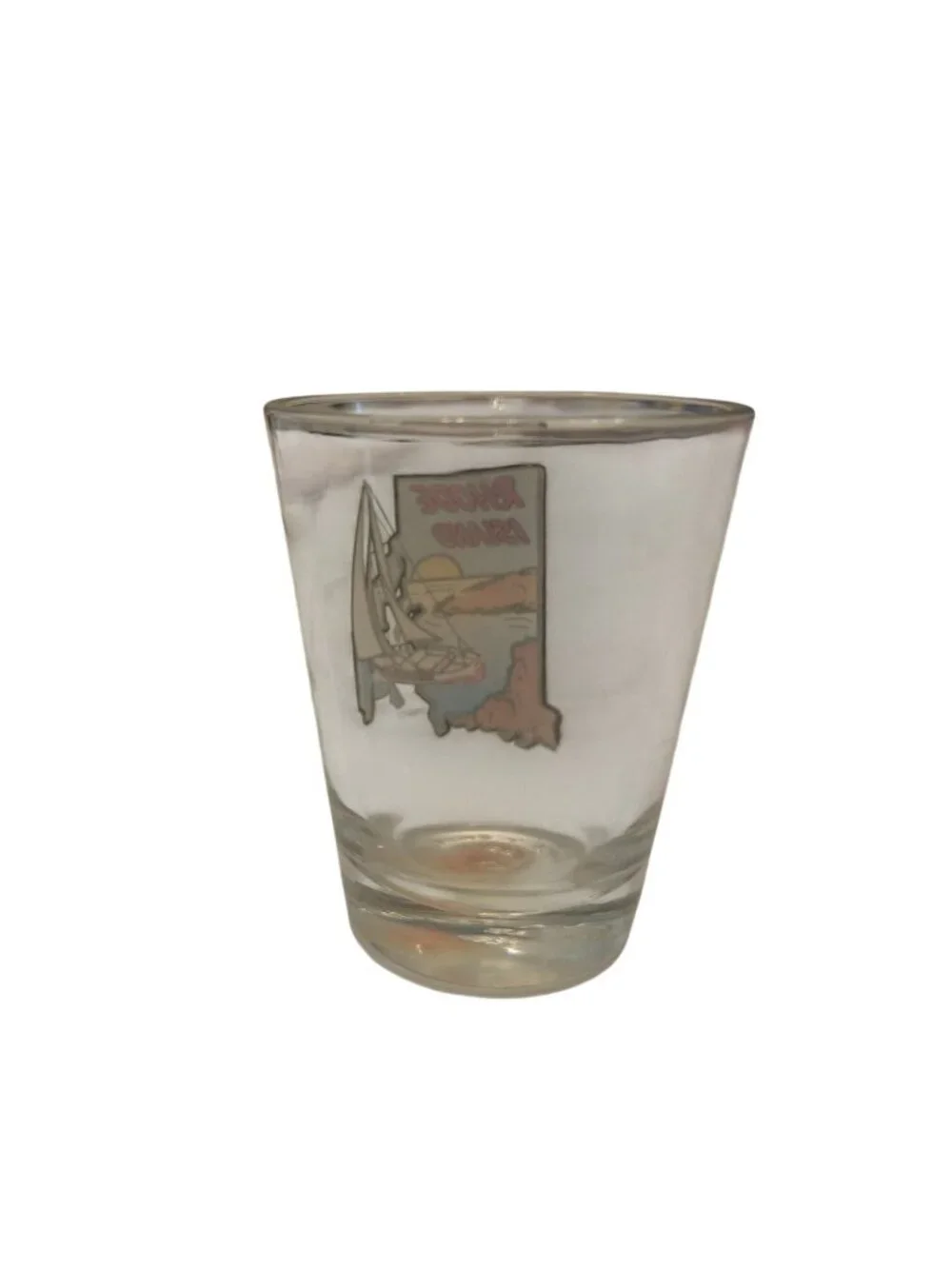 Vintage Rhode Island Sailboat Shot Glass MAFCO Coastal Nautical Souvenir Barware